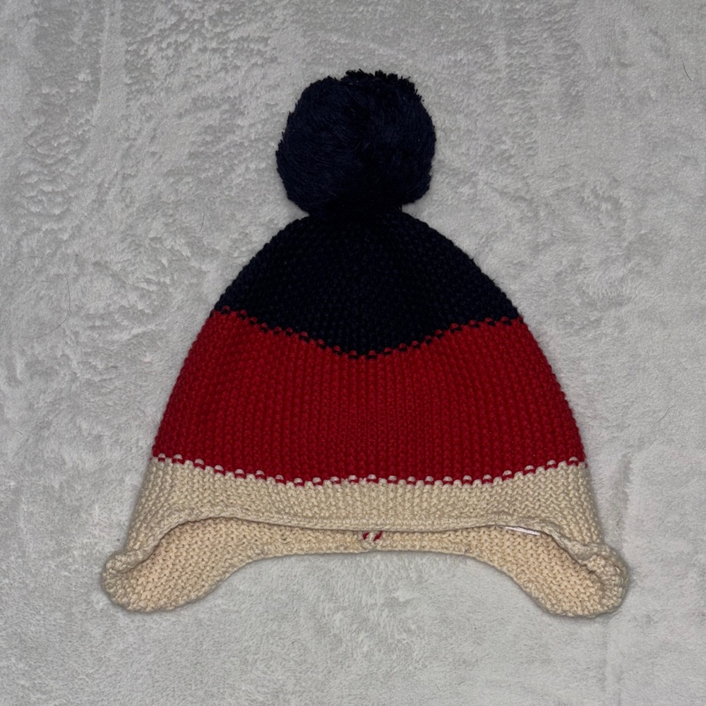 baby Gap Tricolor Kids Pom-Pom Beanie hat